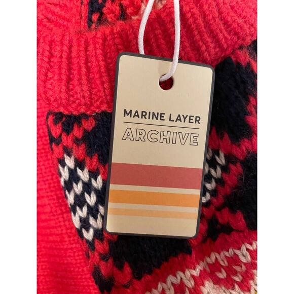 NWT Marine Layer Womens Archive Alpine Sweater Red Fair Isle Retail $158 size XS - Picture 7 of 9